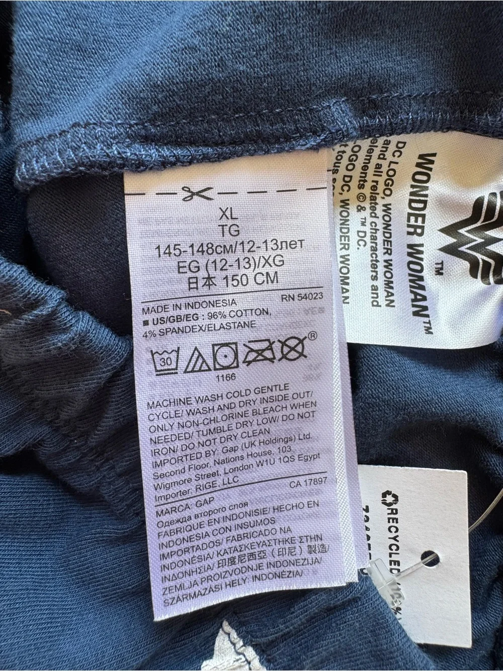 NWT Gap Kids Wonder Woman Navy Star Leggings Size XL (12)